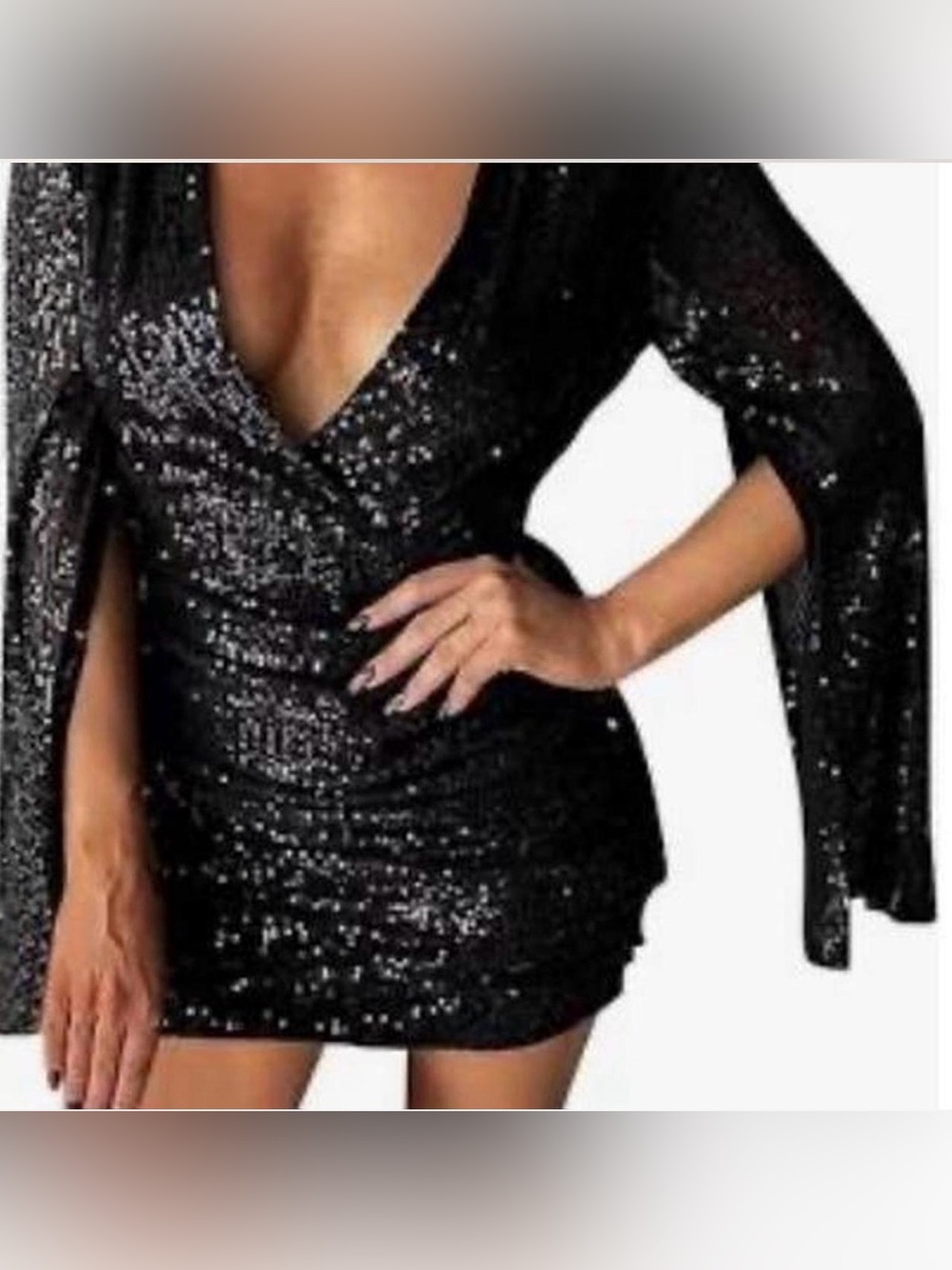 bebe Silver Sequin Jacket with Blue Iridescent Shine